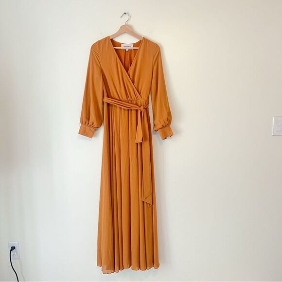 Jessakae Collection Marigold Long Maxi Dress Size Small Chiffon - Picture 3 of 10